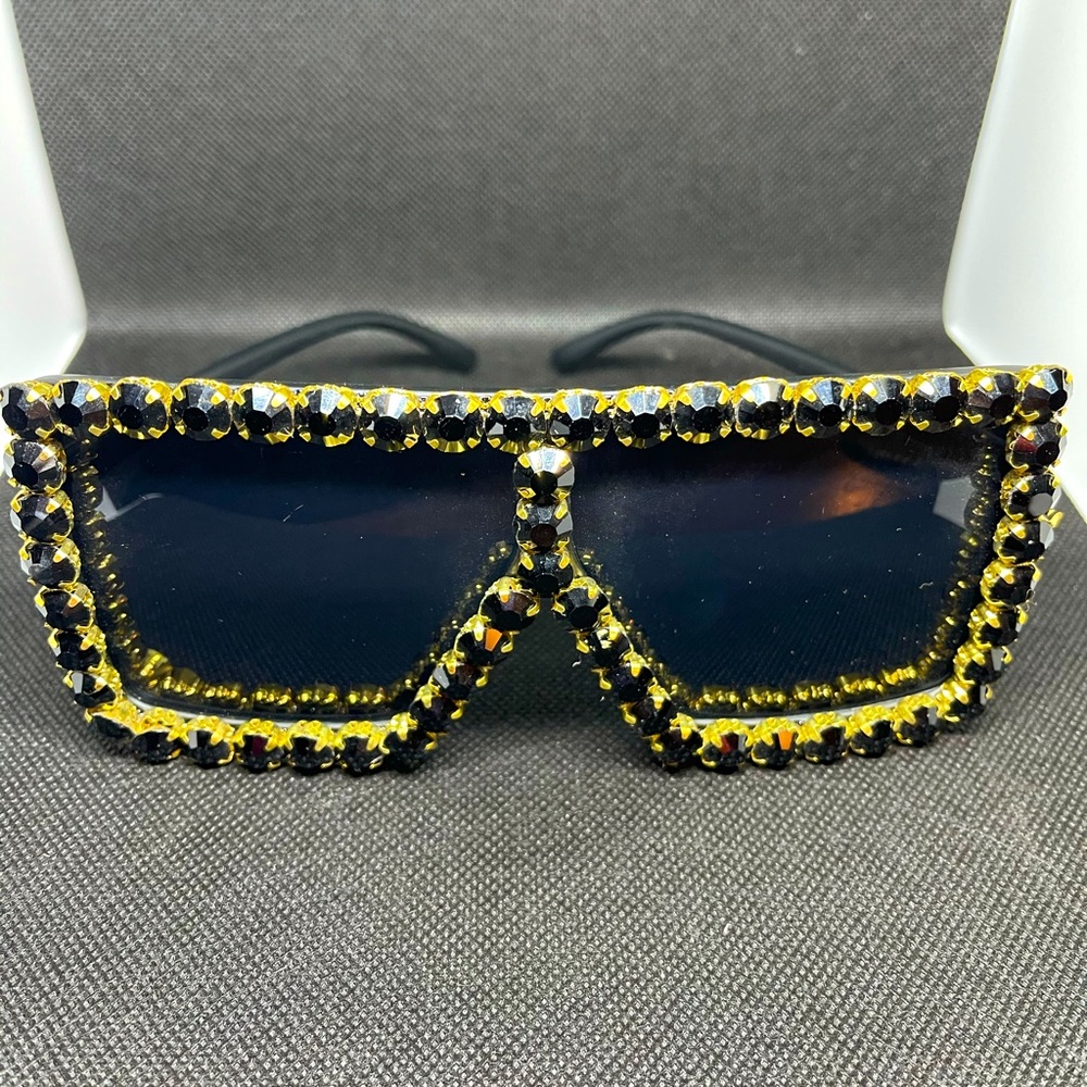 Black and Gold Rhinestone Sunglasses